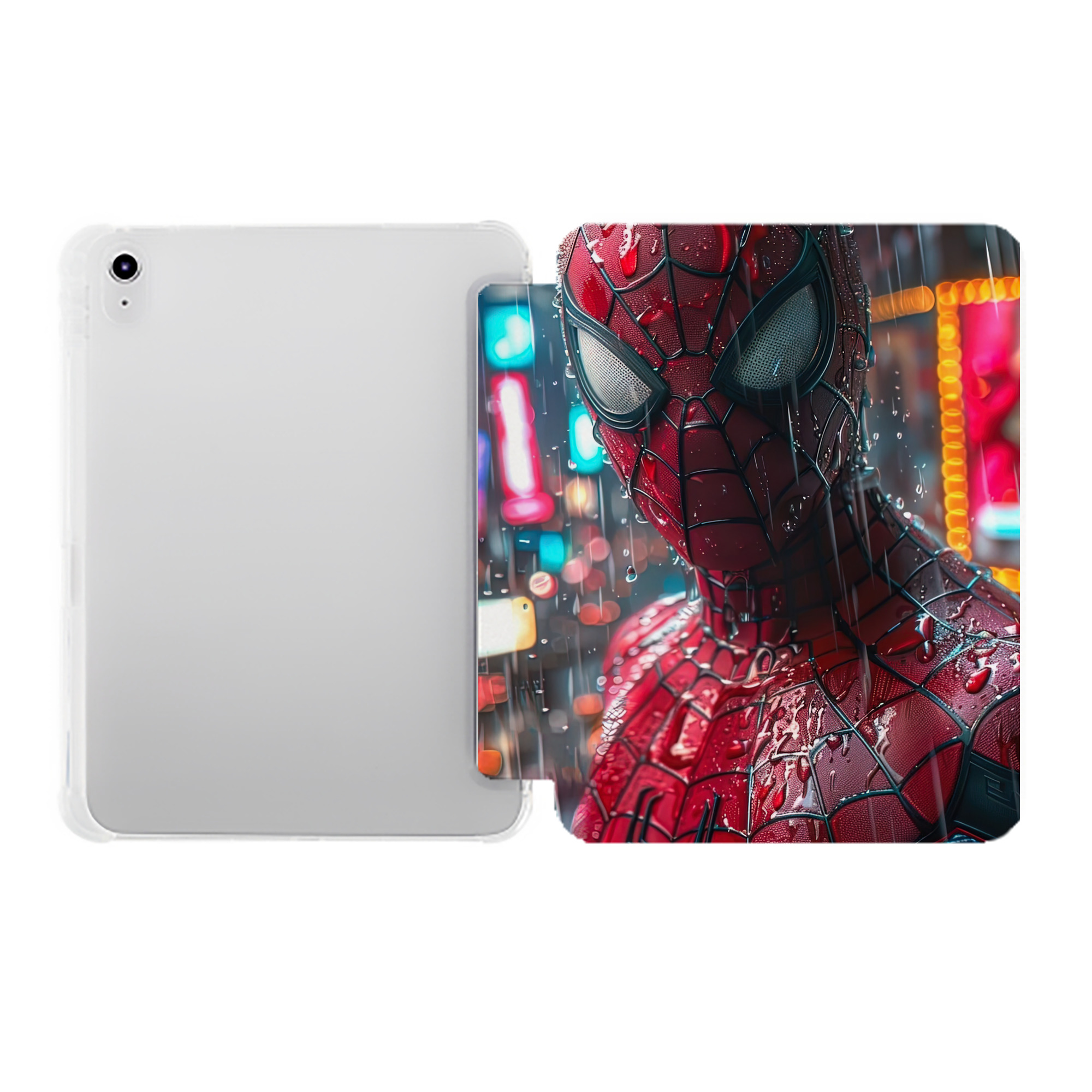 （画像用） Spider Man スパイダーマン IPad ケース ペン収納付き 三つ折りスタンド PUレザー×シリコン 対応機種9.5/10.5/10.9インチ